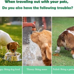 3 in 1 Pet Water Bottle, Outdoor Portable Dog Water Bottle with Food Container Garbage Bags Dispenser, for Cat Puppy Pets Stuff Essentials Accessories, for Walking Hiking Travel (Pink)