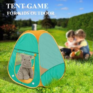 2 Pcs Kids Play Tent Pop Up Tent for Girls and Boys，Automatic Setup and Foldable Playhouse Castle Toys Outdoor and Indoor（Green+Orange）
