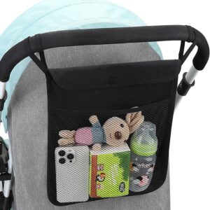Accmor Universal Stroller Organizer, Mesh Bag Fits for Uppababy, Nuna, Britax, Doona Strollers, Non-Slip Adjustable Stroller Mesh Cargo Net Storage Caddy Accessories