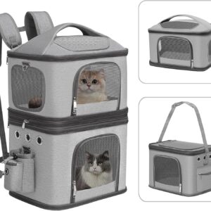 Detachable Double Pet Carrier Backpack for Cats and Small Dogs, Cat Tr...