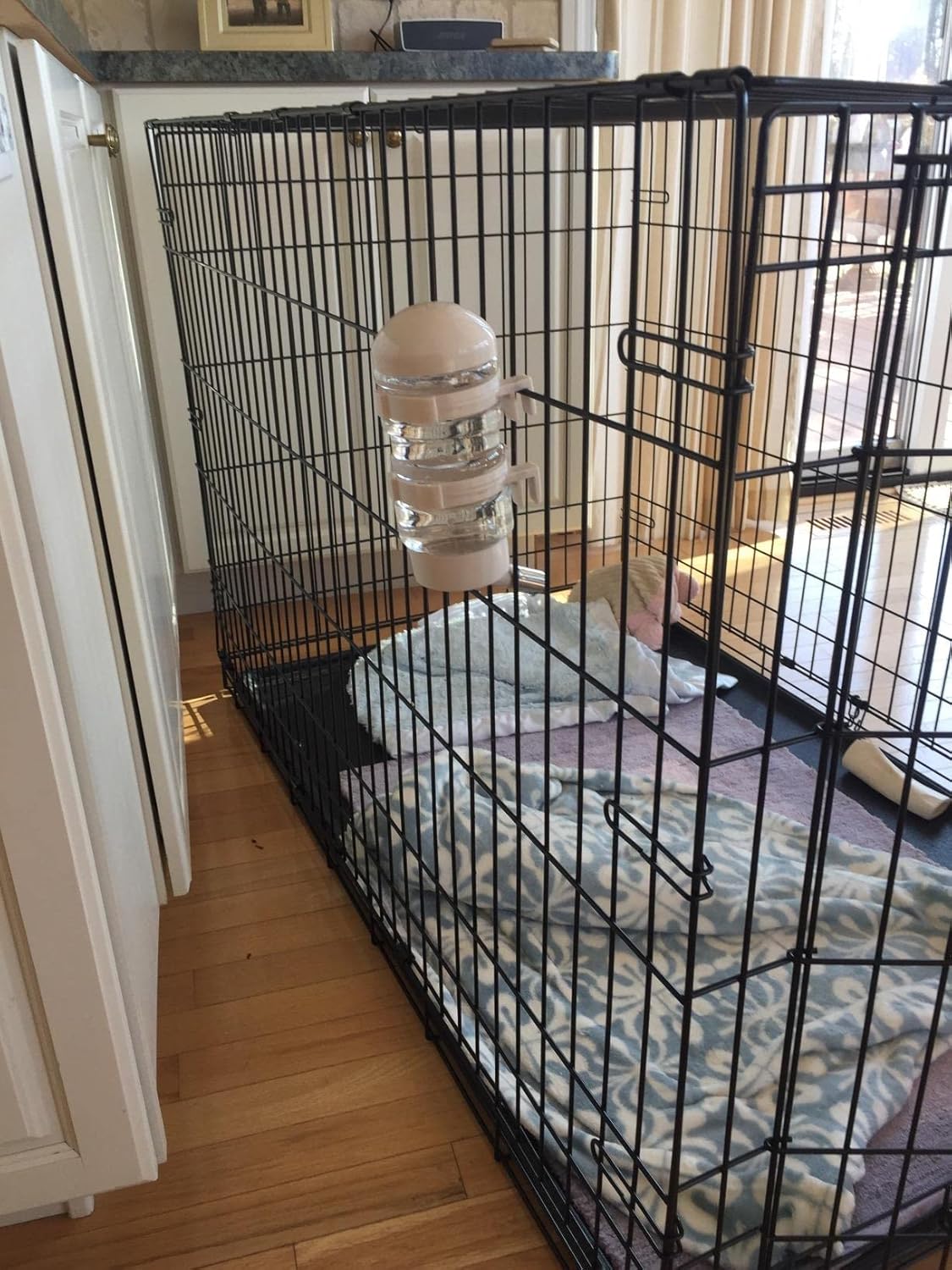 No Drip Dog Kennel Water Bottle Dispenser for Crate, 400ml Dripless Pet Drinking Fountains Kettle with Automatically Feeding Water (White) - Image 5