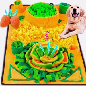 XIGOUPT Snuffle Mat for Dogs Large Breed - Heavy Duty Extra Large Dog Enrichment Mat, Slow Feeder Puzzle Toy with Non-Slip Backing & Machine Washable (Orange，34"X19.3")