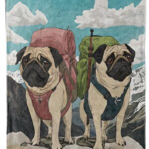 Adventure Pugs Blanket Soft Cozy Flannel Puppy Throw Blanket, Warm Yet...