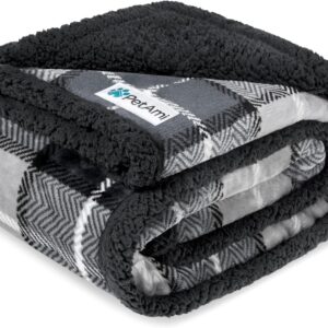 PetAmi Waterproof Dog Blanket for Medium Large Dog Puppy Cat Throw for Couch Cover Leakproof Protection, Sherpa Fleece, Reversible Soft Washable 60x40 Wine Red