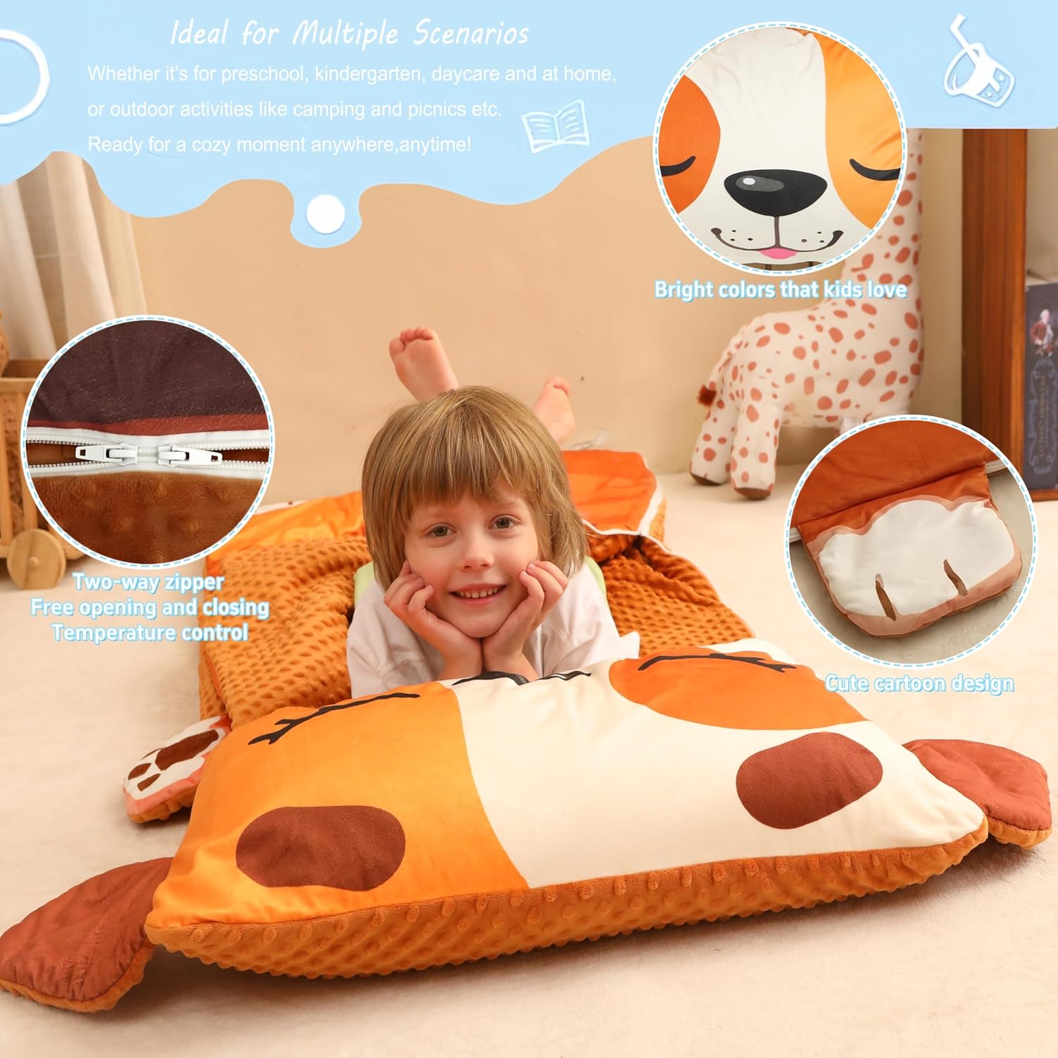 Toddler Nap Mat for Kids Sleeping Mat Napping Mats Slumber Bags Foldable and Portable for Boys Girls Kindergarten Daycare Travel Camping - Image 3