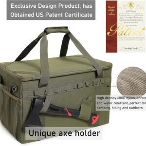 Tactical Camping Storage Bag Utility Tote Bag Camping Kitchen Organizer with Axe Holder & Shoulder Strap