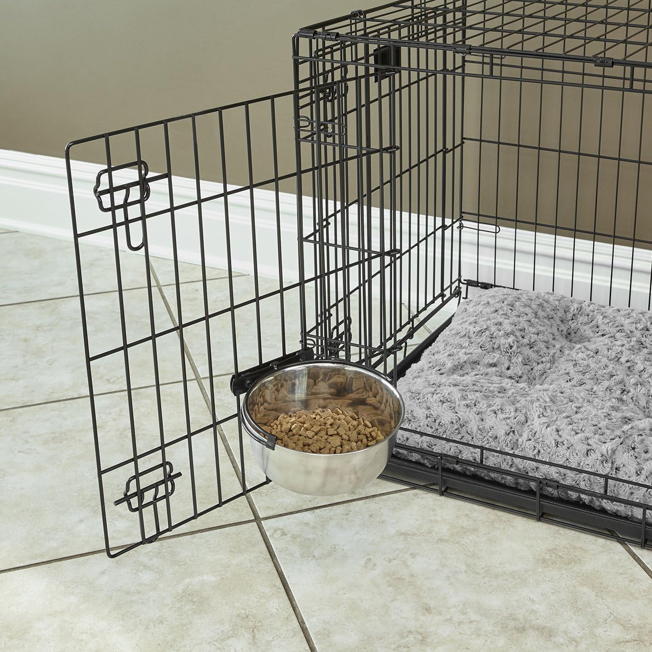MidWest Homes for Pets Snap'y Fit Stainless Steel Food or Water Bowl, Holds 1 Quart, Mounts to Wire Crates, No-Tip Design, Rust-Resistant, for Dogs and Cats - Image 3