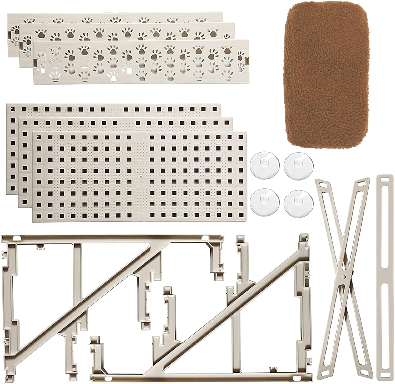 yofit Doggy Steps - Non-Slip 3 Steps Pet Stairs for Cats and Dogs, Foldable Plastic with Washable Carpet Holds Up to 50 lbs (Brown) - Image 4