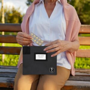 MonMed Locking Storage Box Medicine Box Pill Organizer Travel Medicine Bag with Lock and Key Lock Bag Pouch in Black