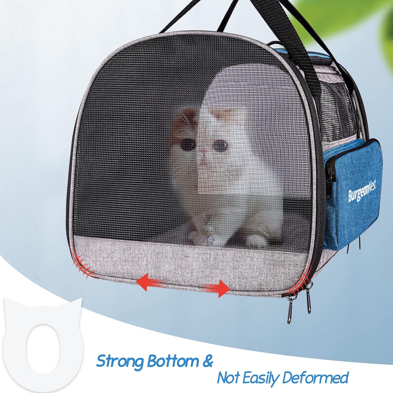 BurgeonNest Cat Carrier for Large Cats 20 lbs, Soft-Sided Pet Carrier for Small Dogs Medium Puppy Under 25 lbs, Puppy Travel Bag with Big Storage Bag, 4 Ventilated Windows, 3 Doors - Image 5