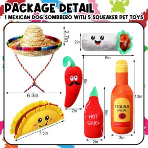 Syhood 6 Pcs Fiesta Dog Chew Toys Dog Sombrero Set, Include 1 Mexican ...