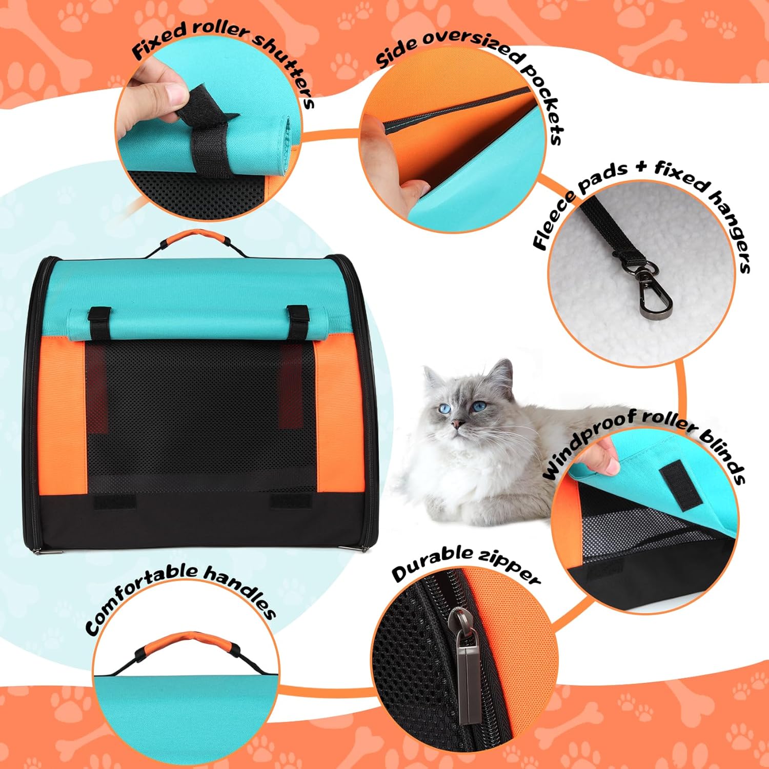 Large Dog Cat Carriers, Big Cat Carrier Soft Sided,Puppies up to 30Lbs, Collapsible Cat Dog Carrier with Plush Mat Travel Puppy Carrier - Large - Image 3