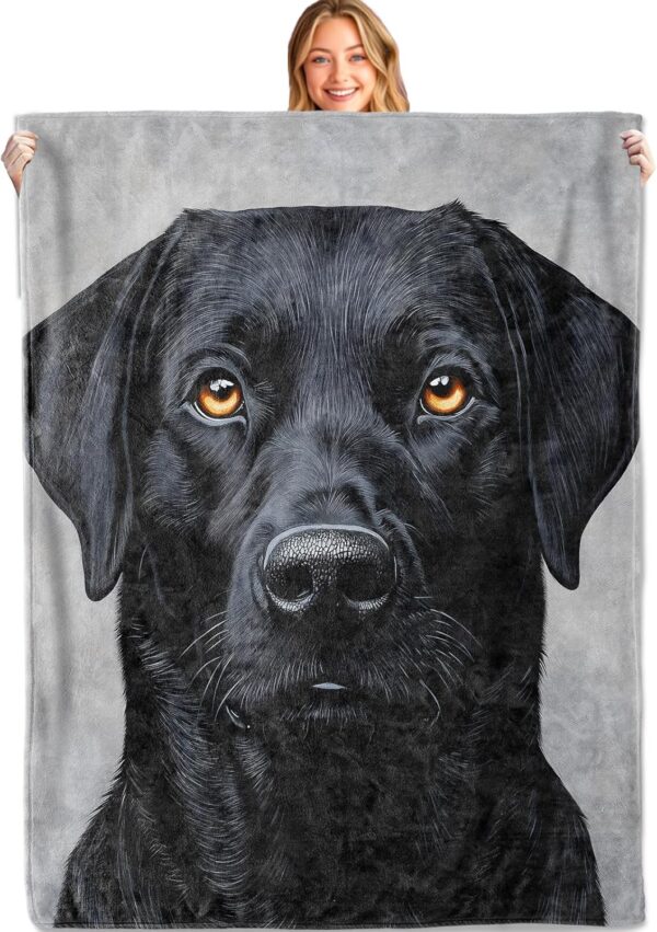Cool Black Lab Throw Blanket,50x60in,Soft,Lightweight Flannel,Labrador Dog Portrait Blankets - Gifts for Women Men,Pet Lover,for Couch Office Travel,Home Living Room Decor