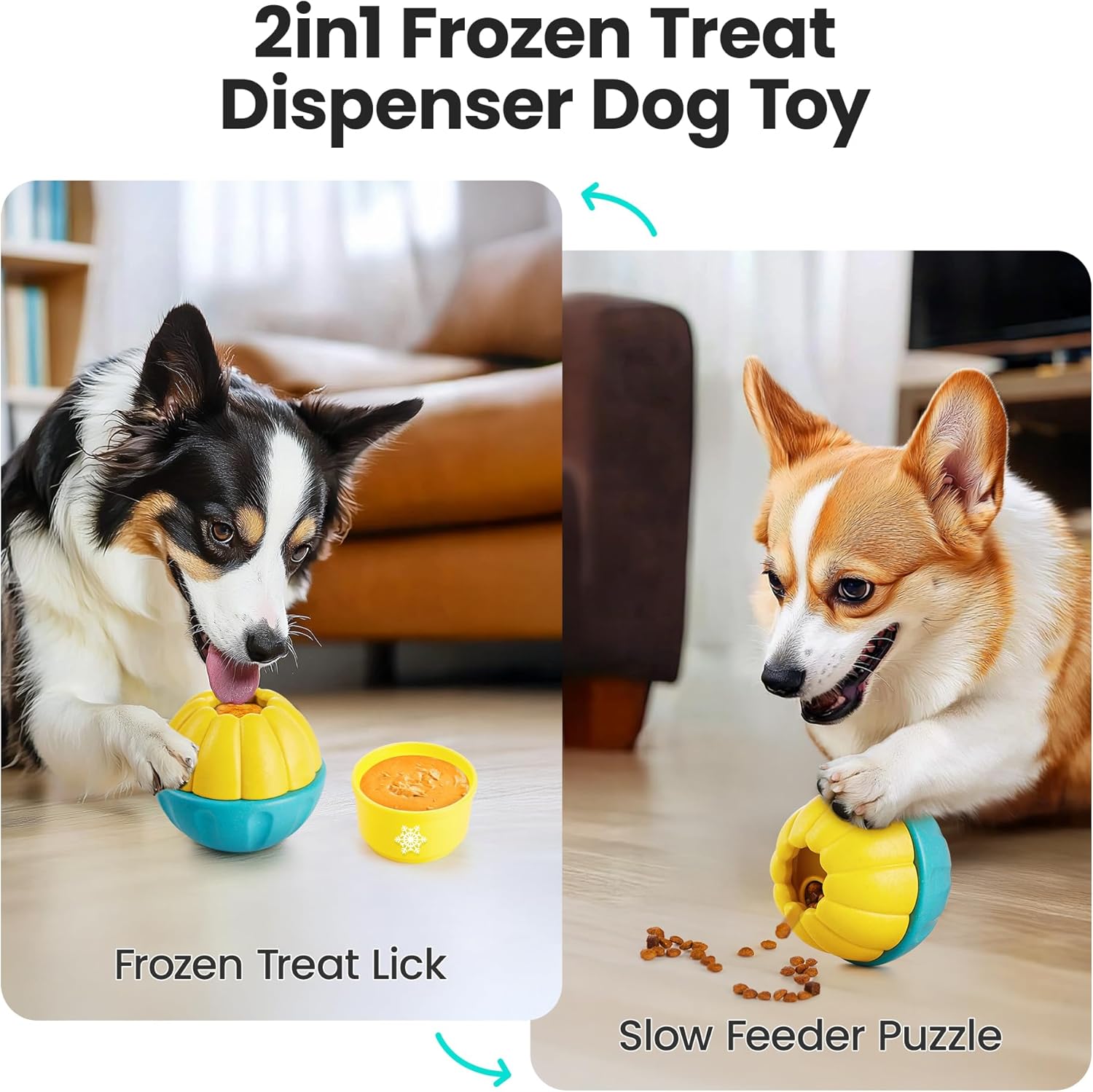 Potaroma Frozen Treat Dog Toys Enrichment Ball, Interactive Durable and Safe Puppy Chew Toy, Slow Feeder Food Dispenser Dog Pup Puzzle for Chewers 4.0 Inches - Image 2