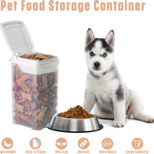 Buddeez Pet Treat Container for Dogs and Cats – 3.5 Quart Flip Top Storage Bin – Bites And Bones Design – Airtight Food Holder