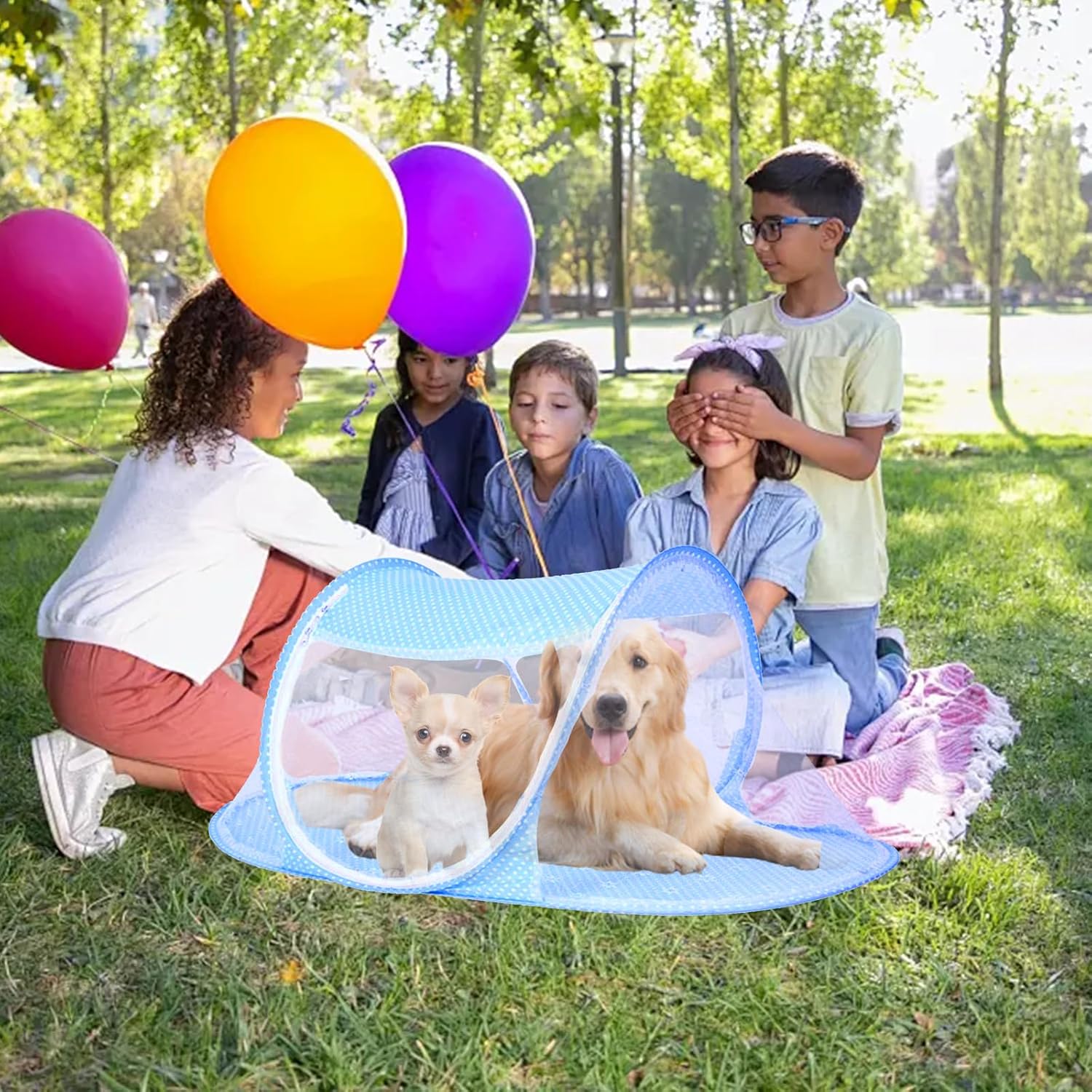 Cat Tent Outdoor, Outside Pet Enclosure Tent Pop Up House Indoor Playpen, Portable Exercise Tent for Cats and Small Animals in Deck Yard Patio Park Camping Travel Outdoor Summer (Blue) - Image 5