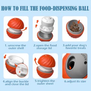 2 in 1 Interactive Dog Balls ＆ Pet Feeder, New Smart Touch Interactive Dog Toy Dog Track Food Leaking Ball TPU Rolling Balls for Dogs with Fruit Plush Cover (Orange Ball & Pineapple Set)