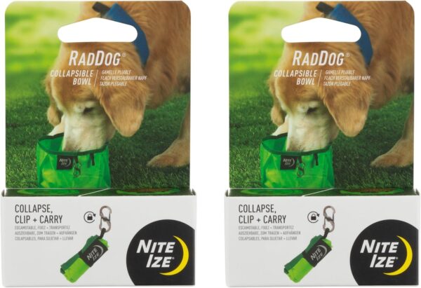 Nite Ize RadDog Collapsible Bowl - Convenient & Compact Food Bowl for Pets - Durable Traveling Water Bowl - Multipurpose & Leak-Proof - Durable Dog Bowl - Lime (2 Pack)