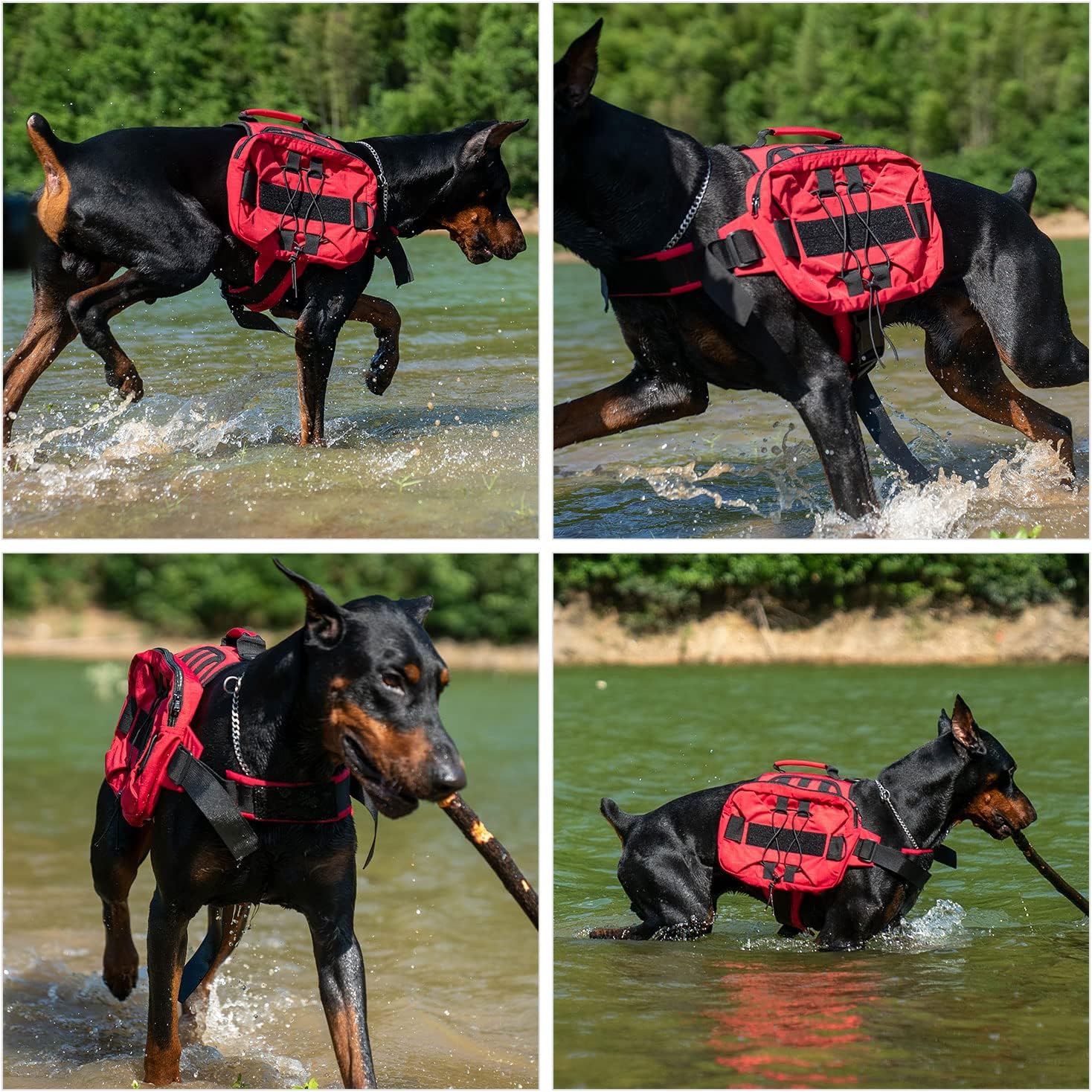 Large Dog Backpack, Outdoor Hound Saddle Bag Dog Pack with Side Pockets for Small Medium Large Dogs, Adjustable Tactical Dog Pack for Hiking, Travel, Camping, Training Red M - Image 6