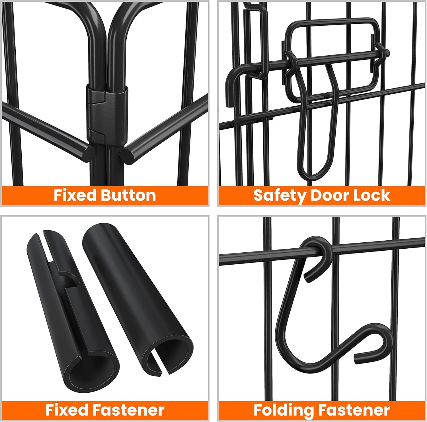 Yaheetech 30" High 8 Panel Foldable Metal Dog Exercise Pen Pet Playpen Dog Fence Outdoor & Indoor Use for Small Animals with Door Black - Image 6