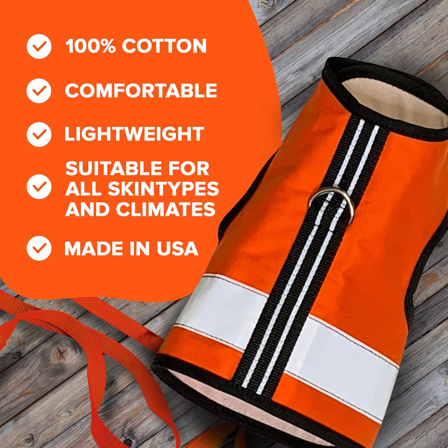 Reflective Cat Harness – High-Visibility Cat Harness for Travel, Day and Night Walking - Soft Cotton Cat Accessories, Breathable, Secure & Washable, Made in USA - Outrageous Orange, XS - Image 5