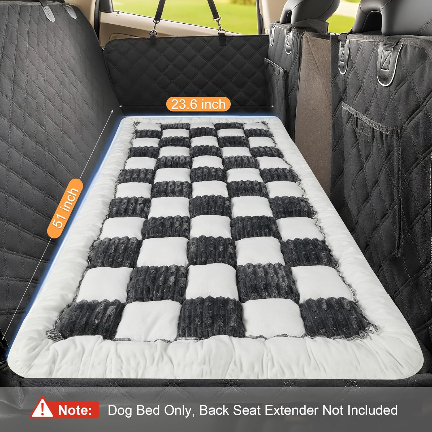 Dog Bed for Car, Non-Slip Travel Back Seat Pet Bed Mat, Dog Mat for Car Trucks Backseat, Fit for Backseat Extenders and Seat Covers (Grey&White, 51 x 23.6 inch) - Image 2
