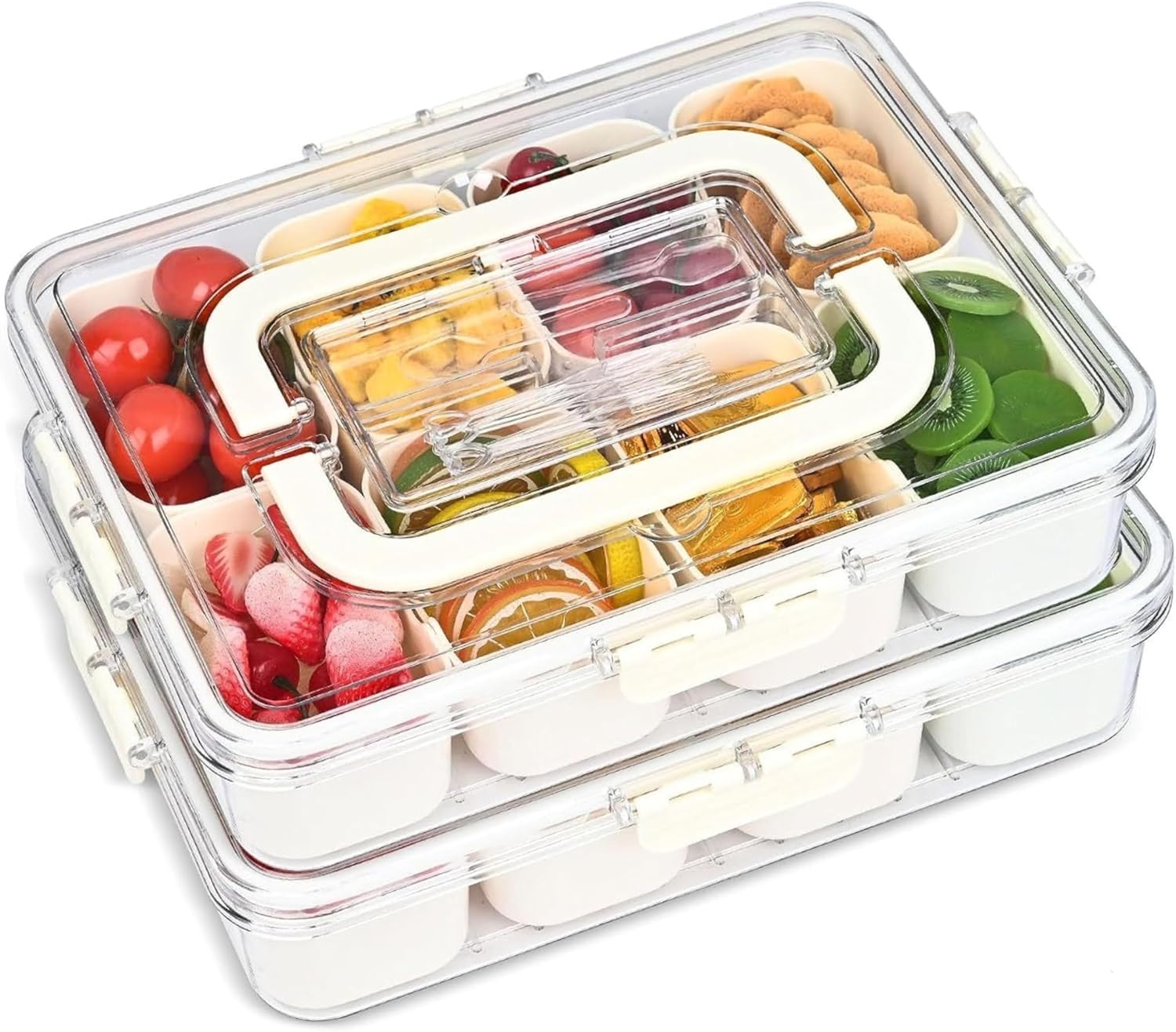 Snackle Box Container, Premium 2-Pack Divided Serving Tray & Lid with 8 Compartments, Durable Snackle Boxes for Travel & Parties – Snack box container, Perfect for Treats & Gifts (PET) - Image 8