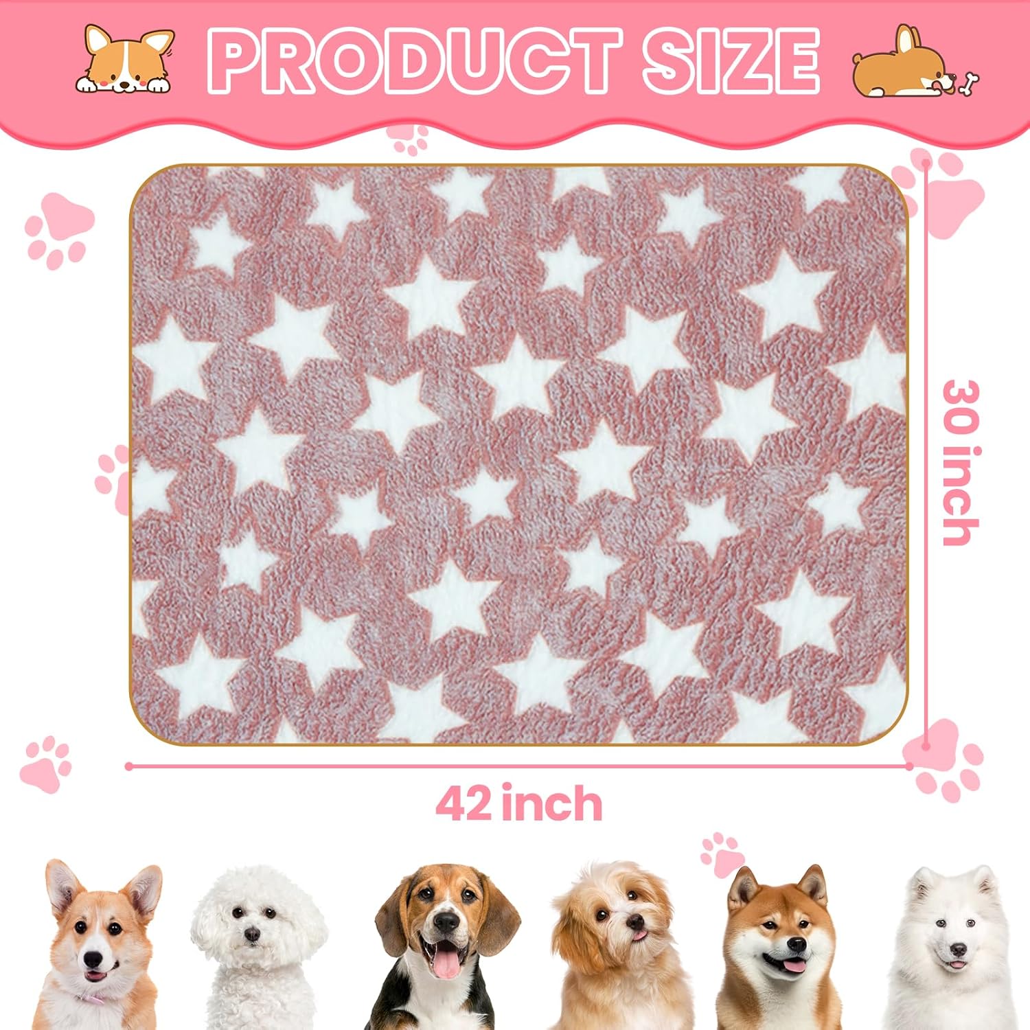 3 Pcs Dog Blanket Super Soft Pet Puppy Blankets Calming Dog Blankets for Small, Medium Large Dogs Warm Sleep Mat Washable Dog Blanket for Puppy Cat (42"×30") - Image 2