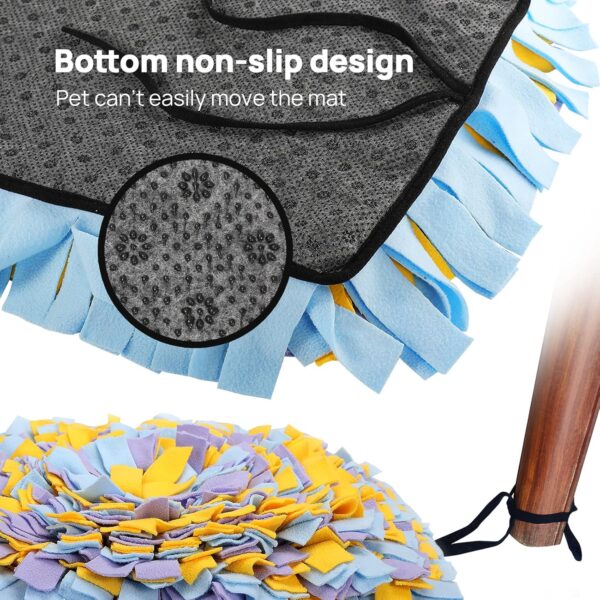 Snuffle Mat for Dogs, Durable Pet Sniff Mat 24'' x 24'' Foldable Dog Food Feeding Mat Washable Interactive Dog Puzzle Toys for Bored Small Medium Large Puppy Cat Rabbit (Yellow Purple) - Image 6