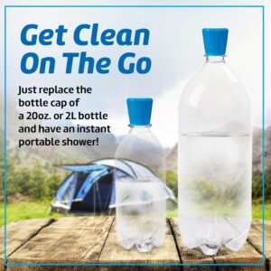 Impresa Water Bottle Attachment Shower Sprinkler Cap – Blue Silicone, 2-Pack, Fits 16oz-2L – Water Bottle Rinse Cap for Sand & Dirt Removal – for Camping & Hiking