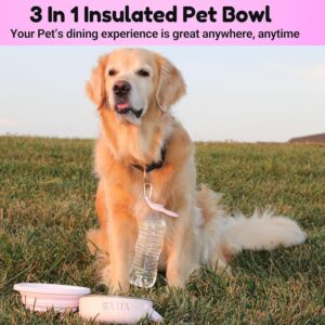 Sajja Stainless Steel Collapsible pet Bowls with Cover| Dog Travel Bowl Set| Dog Walking Water Bowl with Bottle Holder and Silicon Handle| Foldable Bowls for Camping, Hiking| Pet Travel Accessories