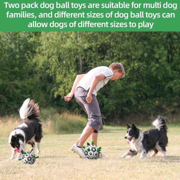 QDAN 2 PCS Dog Toys Soccer Ball Set with Straps, Interactive Dog Toys for Tug of War, Puppy Birthday Gifts, Dog Water Toy, Durable Dog Balls for Medium & Large Dogs（6 & 8 Inch） - Image 9
