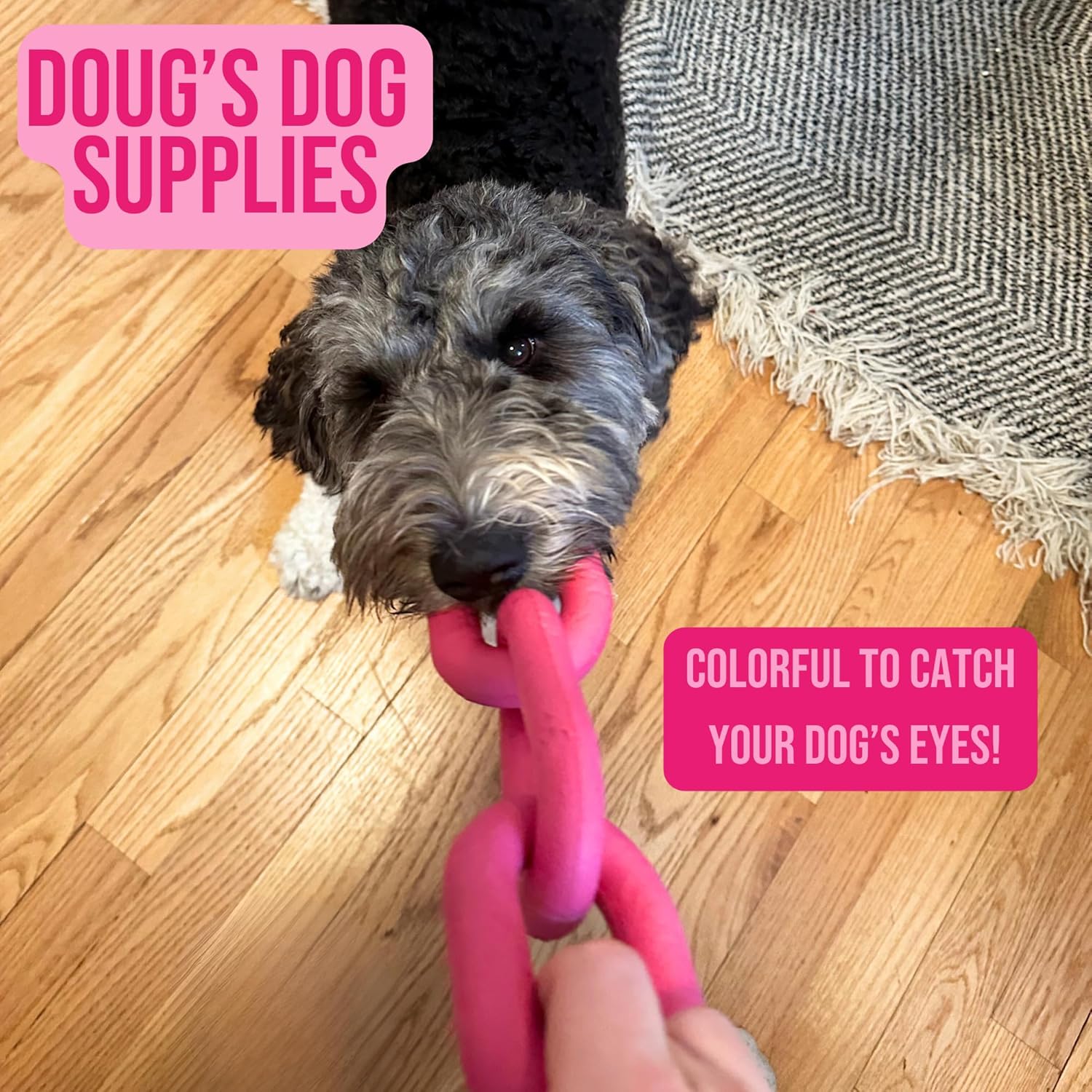 Doug's Dog Supplies Chain Link Tug Toy, Tug Toys for Dogs, Rubber Chain Toy for Tug of War (Pink) - Image 4