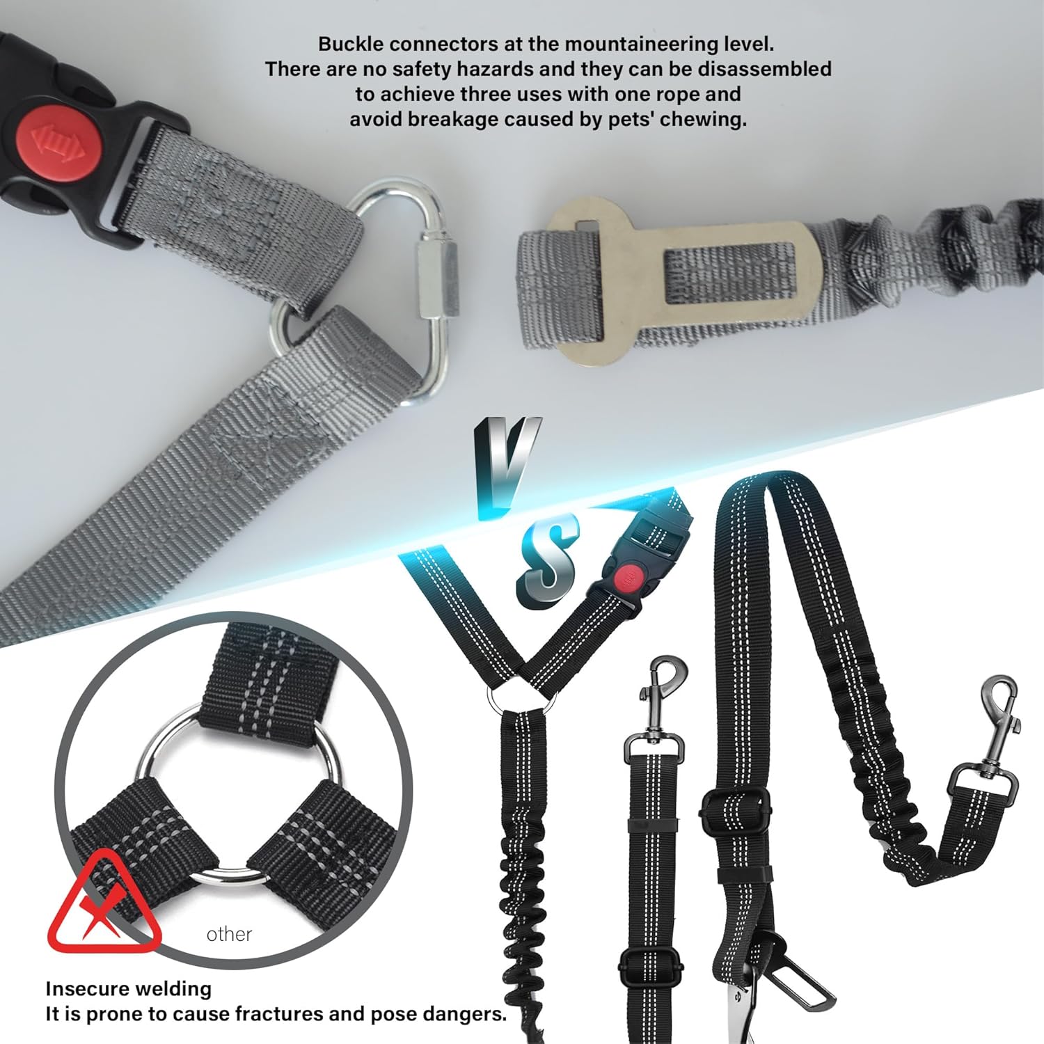 Dog Seatbelt Harness for Car Set, Crash Tested Pet Safety Restraint - Back Seat Travel Essentials with Headrest Tethers + with Dispenser 15 Poop Bags & Collapsible Dog Bowls (2 Rose Red) - Image 3