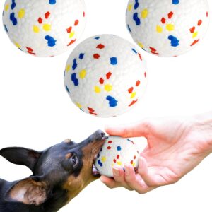 ALPI Chomp Ball - Durable Chew Toys for Dogs & Other Pets - Stimulating Dog Toys for Aggressive Chewers - Soft Dog Chews - 3-Pack, White