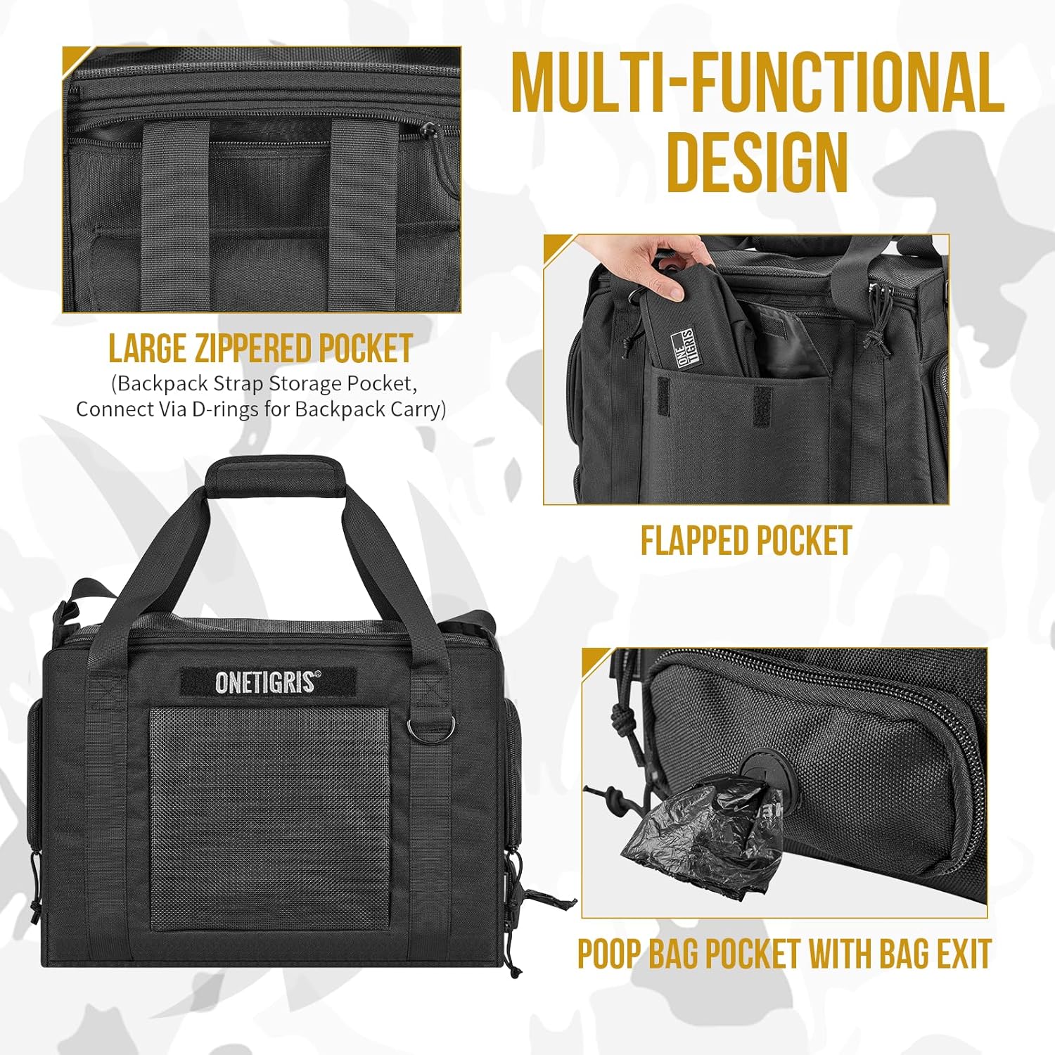 Onetigris Portable Pet Carrier for Small Puppy Dog and Cat, Multi Carry Way Soft Sided Carrier, Lightweight Adjustable Travel Pet Carrier for Outdoor Walking, Vet Visit, Camping, Up to 6lbs - Image 3