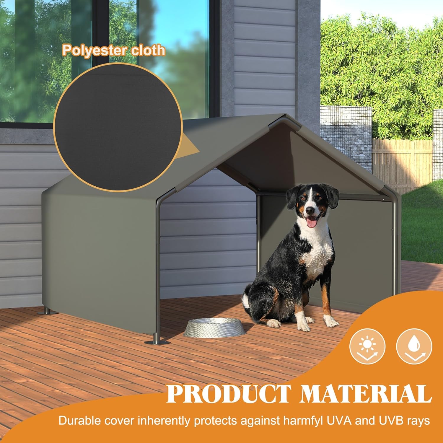 Dog Shade Shelter, Dog Tent Outdoor, Water Resistant Dog House for Shade Protection, Outdoor, Garden, Patio, Backyard, Gray - Image 5