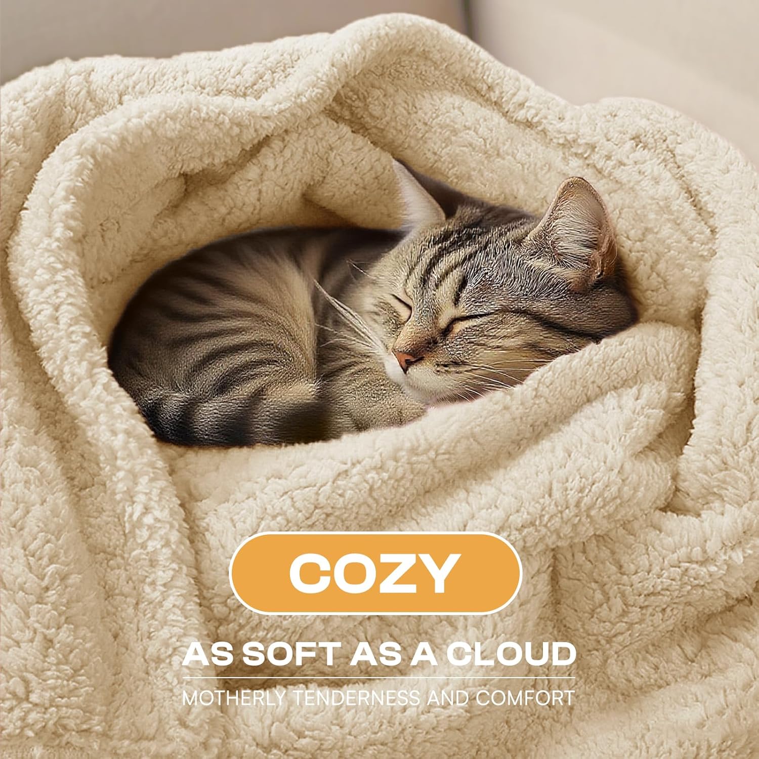Luciphia Waterproof Pet Blanket for Medium Large Dogs Soft Cat Sherpa Calming Thick Cover Leakproof Cozy Puppy Sofa Bed Car Couch Protector(Beige,41x31 inches) - Image 2