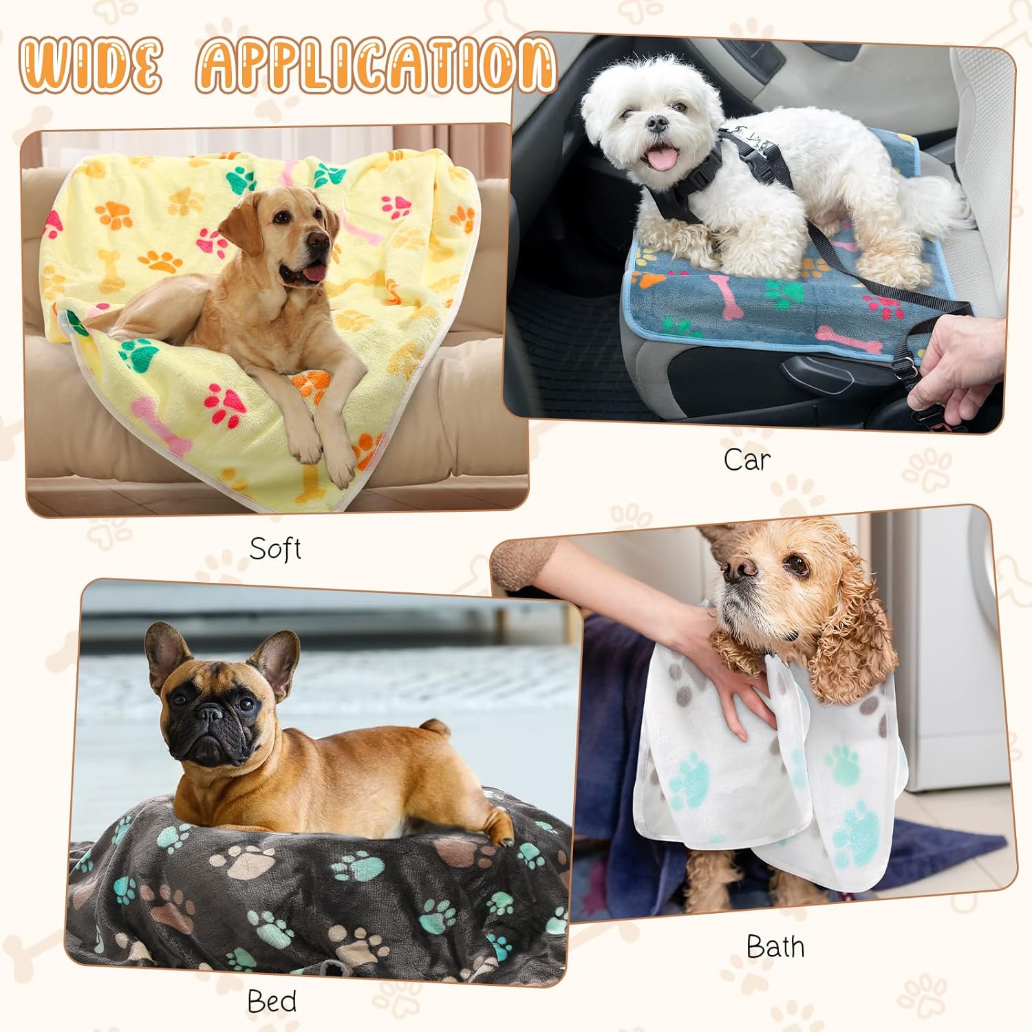 20 Pcs Dog Blankets for Small Dogs 24 x 16 Inches Puppy Blankets with Paw Print Soft Fluffy Fleece Pet Sleep Mat Flannel Throw Washable for Small Dogs Puppy Cats, 10 Styles - Image 2