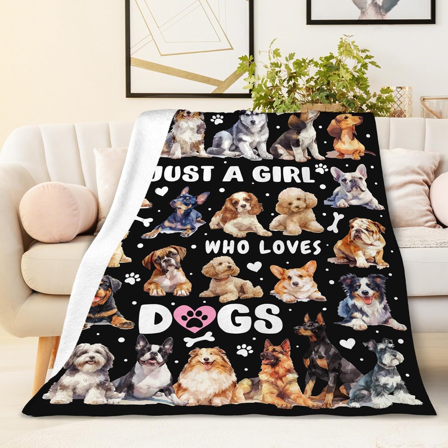 Dog's Soft Fuzzy Puppy Blanket for Kids, 50 x 40 Inches, Cozy Black, Fuzzy Flannel Throw for Bed, Sofa, Camping, Travel, Chair - Image 2