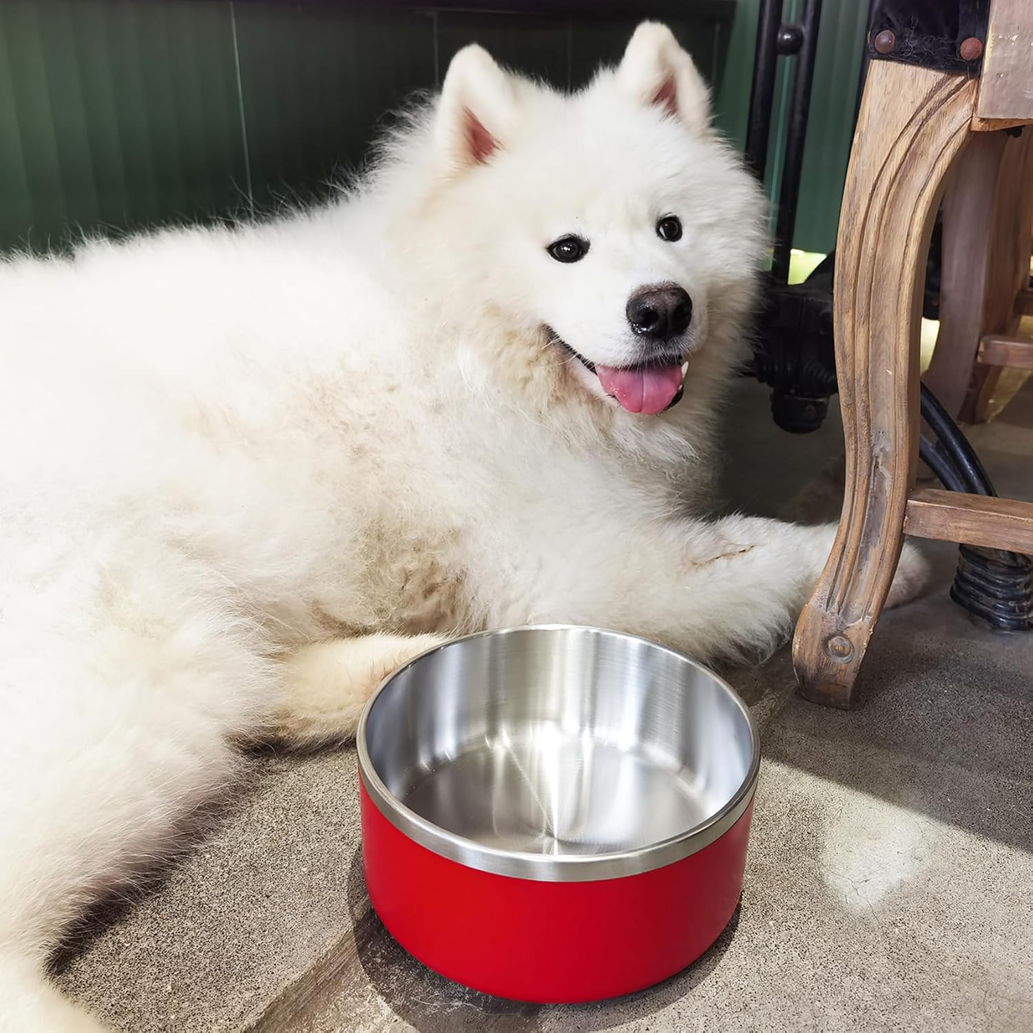 Stainless Steel Dog Bowl, Metal Water and Food Dish for Large Dogs, Insulated Non-Slip Pet Bowl, Easy Clean, 40oz, Red - Image 6