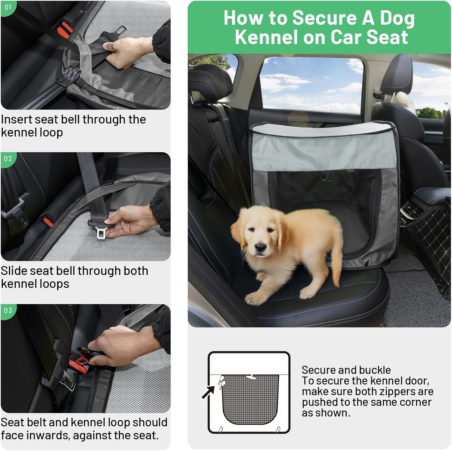 Portable Travel Dog Crate Pop Up Soft Dog Kennel Collapsible Travel Dog Cat Enclosure Indoor Outdoor Large Foldable Crate for Pets(Little Gray and Dark Gray-Medium) - Image 4