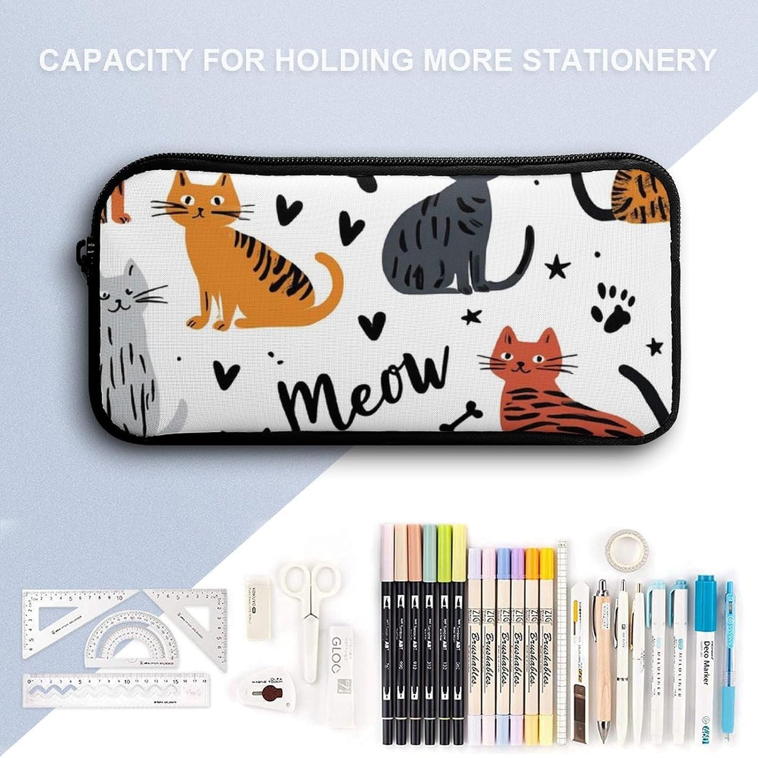 Backpack with Lunch Box Cosmetic Bag Bookbag Set Cute Cat Animals Pet Shoulder Bags with Lunch Box Storage Bag Backpack Set - Image 8