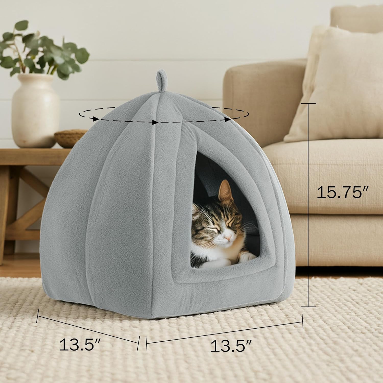 Cat House - Indoor Bed with Removable Foam Cushion - Pet Tent for Puppies, Rabbits, Guinea Pigs, Hedgehogs, and Other Small Animals by PETMAKER - Image 6