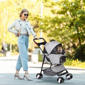 ZENY Pet Stroller, 3 in1 Foldable Dog Cat Jogger Stroller with 4 Wheels, Detacha...