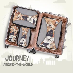 Packing Cubes for Travel 4 Set Dog Pet Animals Luggage Set Suitcase Organizer Bags Mesh Accessories Storage Pouch Toiletry Packing Cubes
