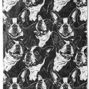 Boston Terrier Dog Throw Blanket Gifts for Women, Soft Fuzzy Warm Cozy Flannel Blankets for Bedroom, Travel, Couch, Home Decor 50x60 in