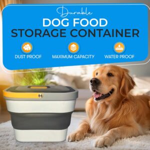 Dog Food Storage Container Up to 13lb, Airtight Collapsible Pet Food Bin with Wheels, Scoop, and Travel Bowl, Space-Saving Design for Dry Dog/Cat Food Storage