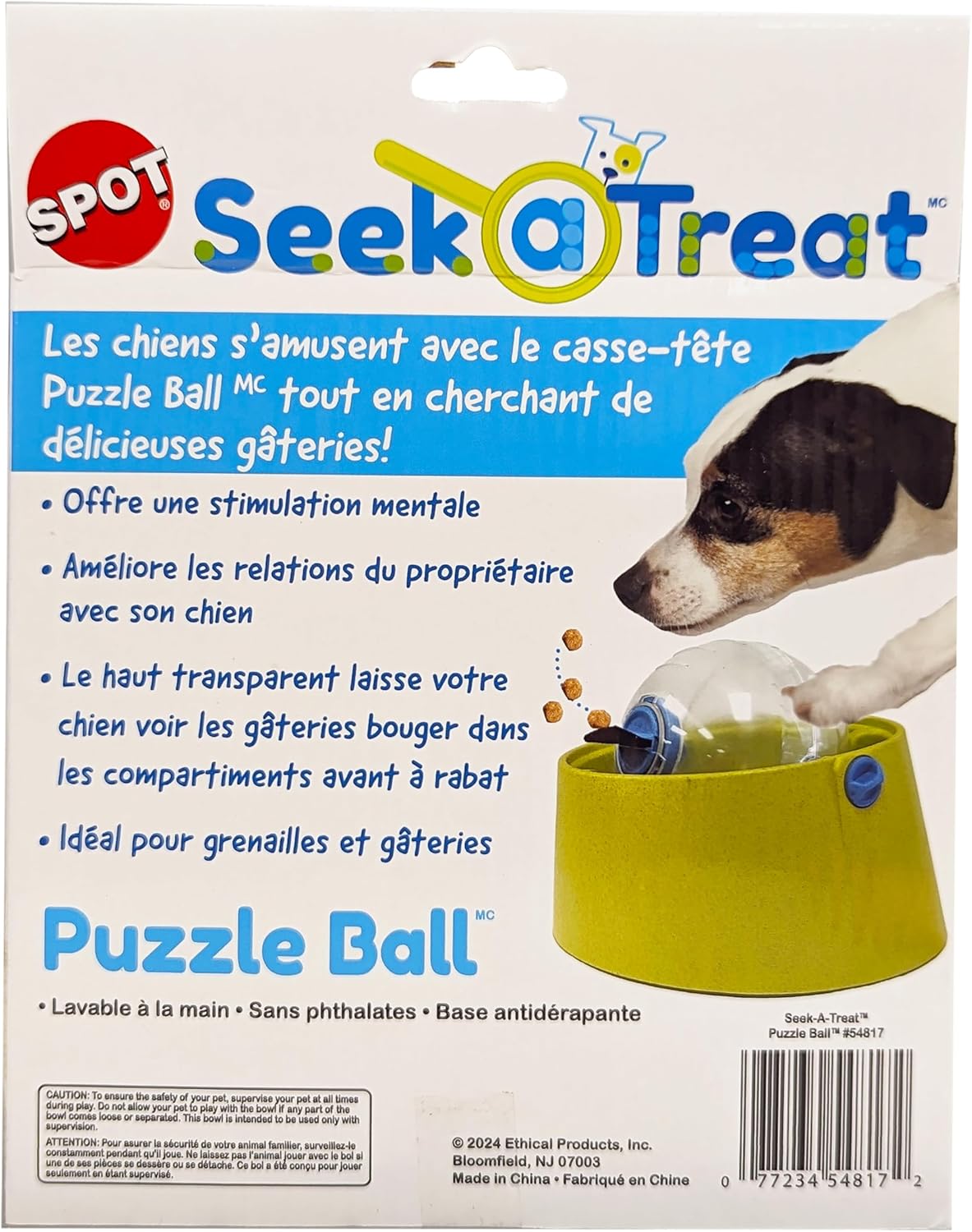 SPOT Seek-A-Treat Puzzle Ball - Treat Dispenser Puzzle Toy for Dogs, Provides Mental Stimulation and Prevents Boredom, Interactive Slow Feeder Puzzle Ball Challenges Dog to Find Treats, Non-Skid Base - Image 3