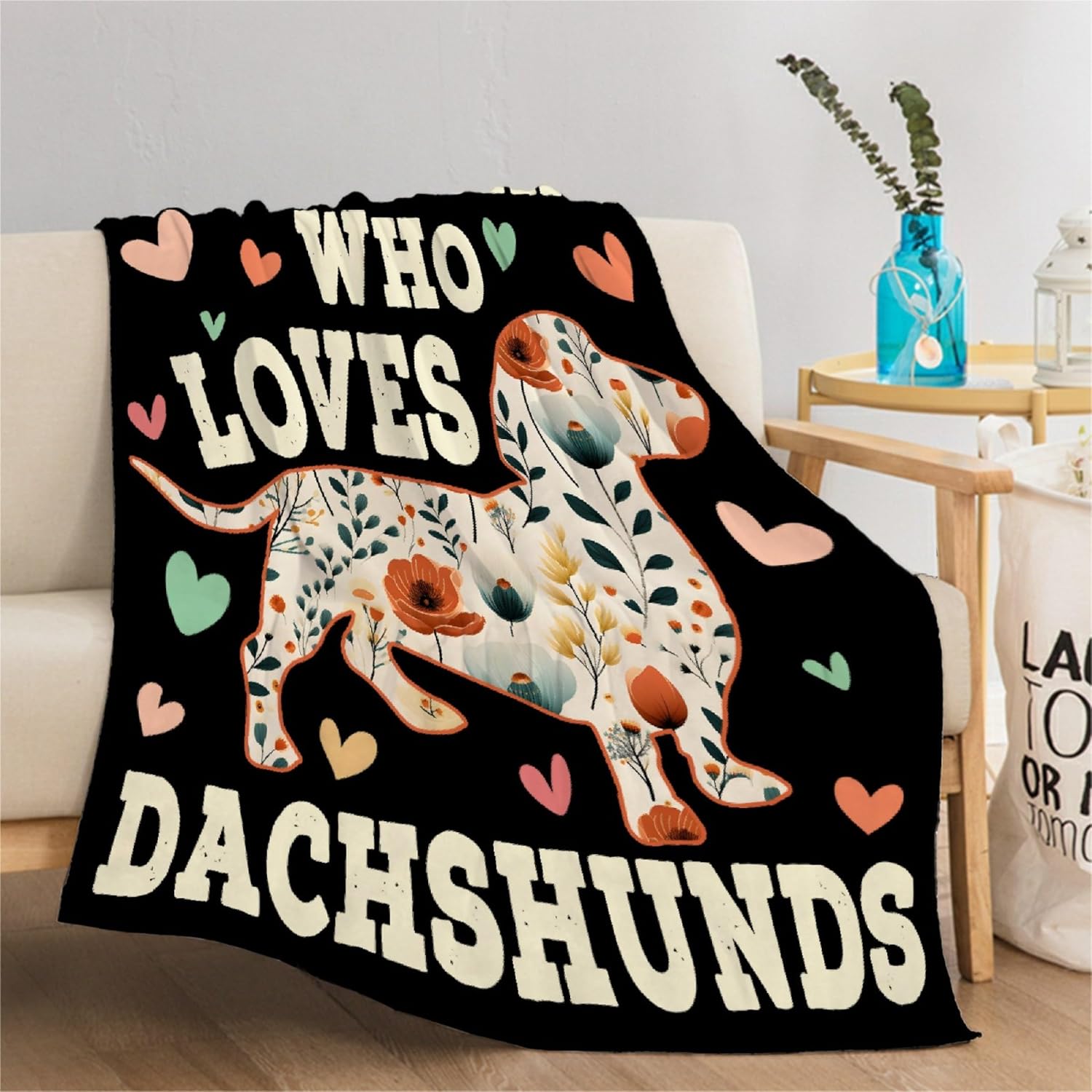 Just A Girl Who Loves Dachshund Blanket | Plush Warm Dog Blanket for Couch/Travel/Camping | Dachshund Gifts for Dog Lovers | Halloween Christmas Birthday Gifts | 50"x60" for Teen - Image 2